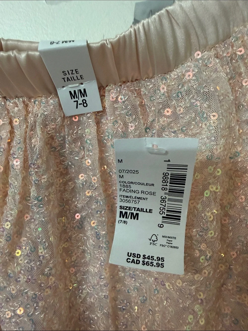 Place Girls Sequin Ruffle Skirt in Light Pink